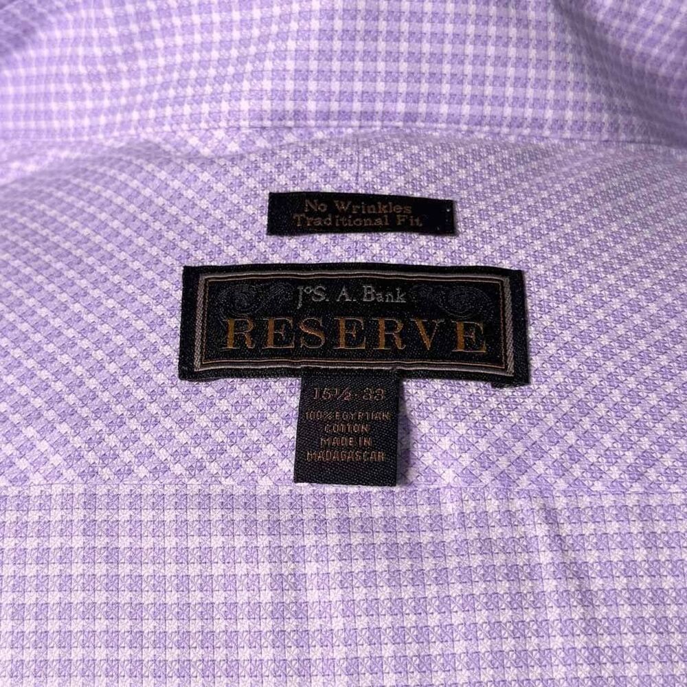 Jos. A. Bank Reserve Mens Dress Shirt 15.5 33 Purple Egyptian Cotton Non Iron - Picture 3 of 10